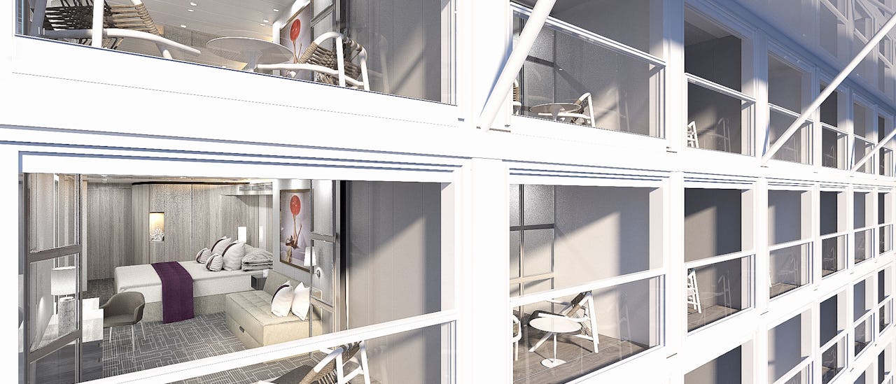 Panoramafenster oder eigener Balkon – die meisten Balkonkabinen verfügen über eine „Infinity-Veranda“