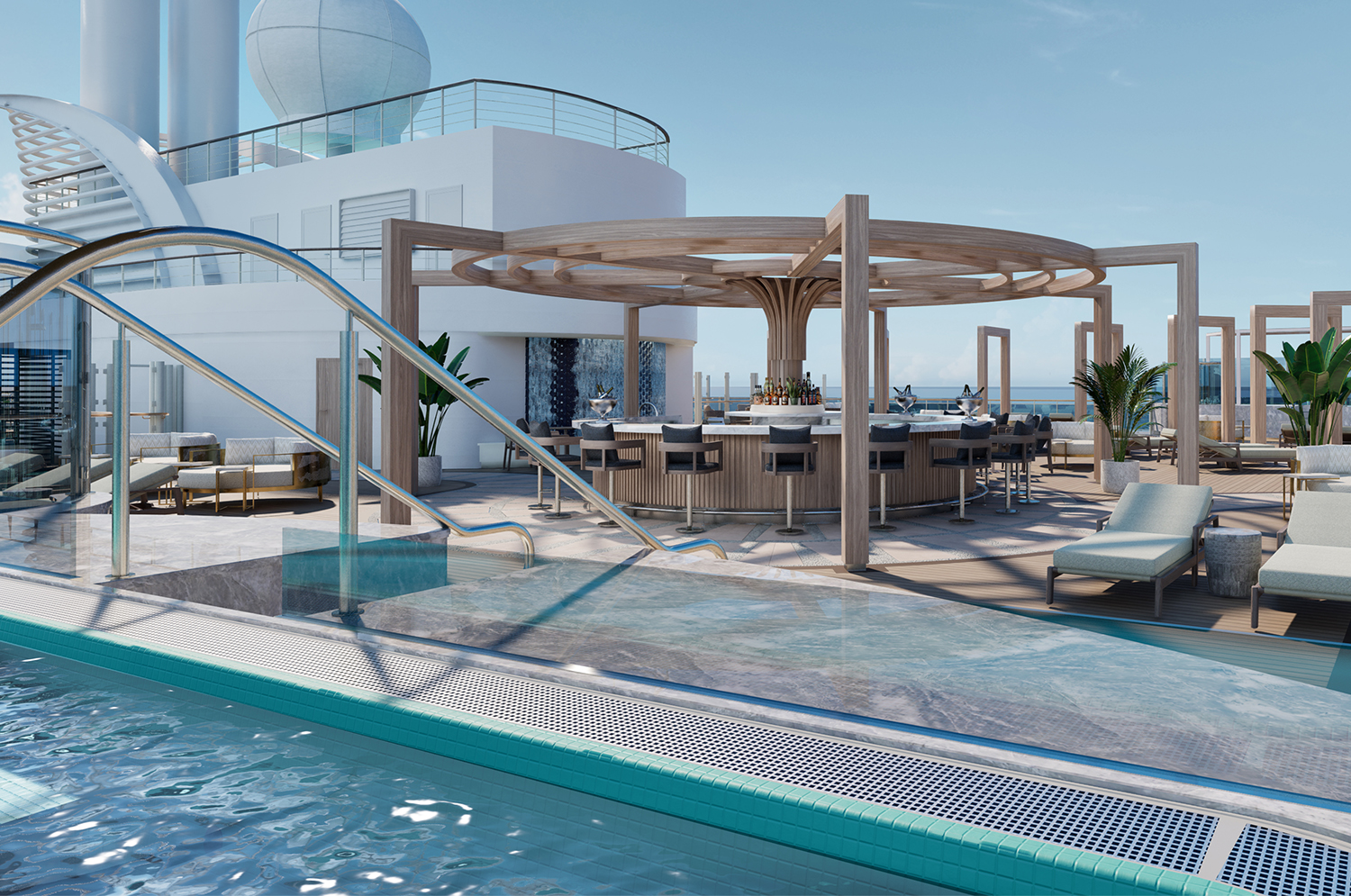 Der Vibe Beach Club bietet den perfekten Rahmen für Erholung auf See