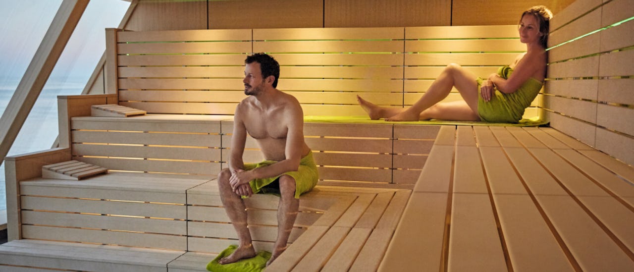 Finnische Sauna mit herrlichem Ausblick auf die unendliche Weite des Meeres