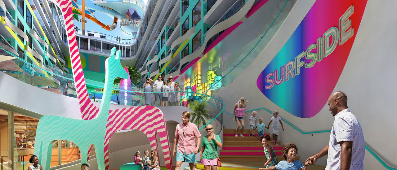 Surfside ist ein Bereich für junge Familien, in dem Erwachsene und Kinder bis einschließlich sechs Jahre den ganzen Tag verweilen und spielen können.